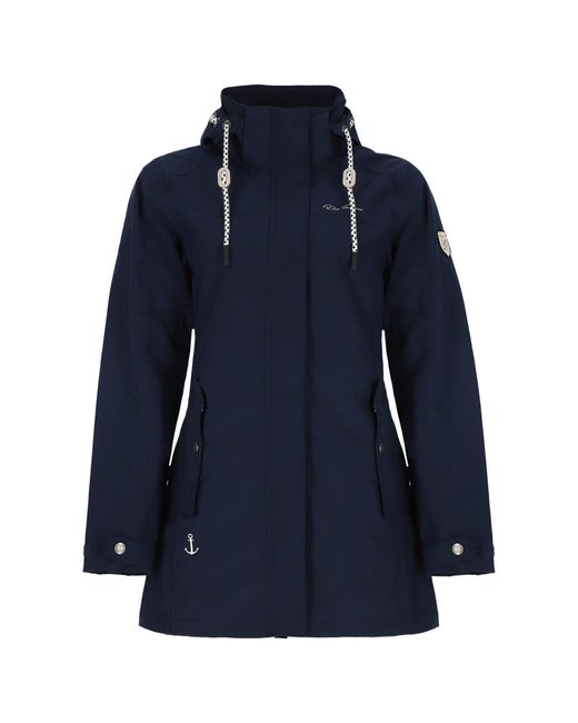 Dry Fashion Blue Funktionsmantel Funktionsjacke Leer mit abnehmbarer Kapuze wasserdicht winddicht