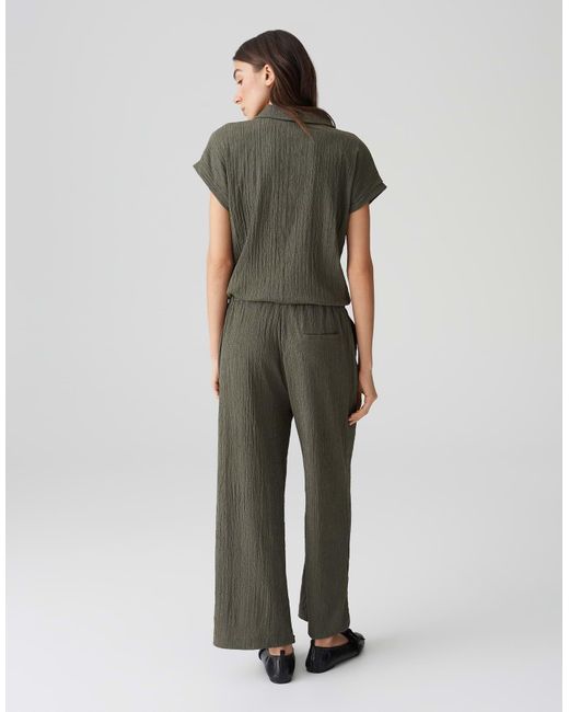 Opus Green Jumpsuit MELTI POLO Relaxed in dynamischer Crash Optik Webware