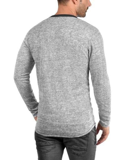 Solid Rundhalsshirt SDTelli Longsleeve mit farblich abgesetztem Ausschnitt in Gray für Herren