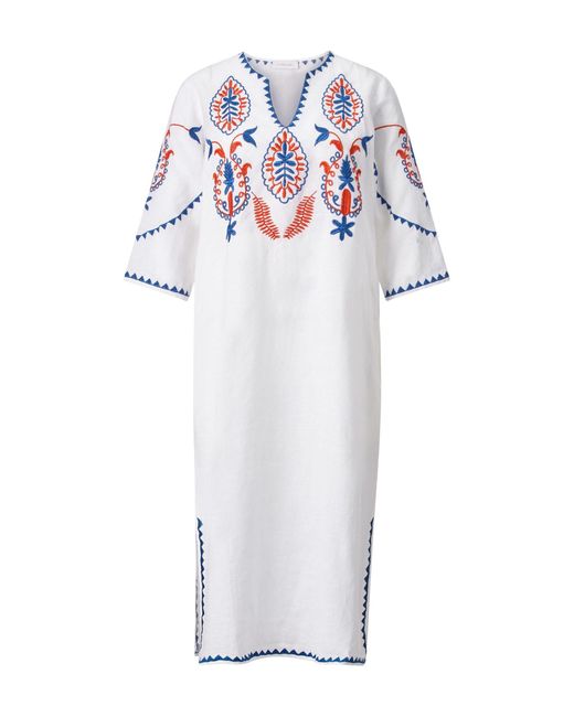 Rich & Royal White Midikleid midi kaftan dress with embroidery