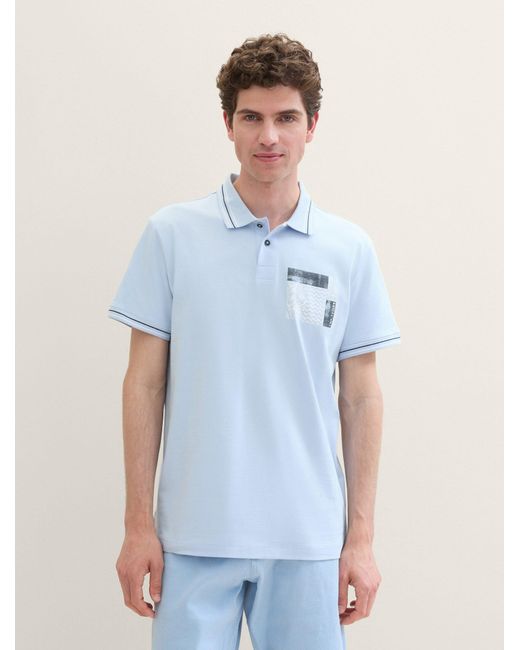 Tom Tailor Jersey Poloshirt mit Print in Blue für Herren