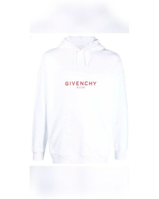 Givenchy Kapuzenpullover Pullover in weiß mit rotem Logo in White für Herren