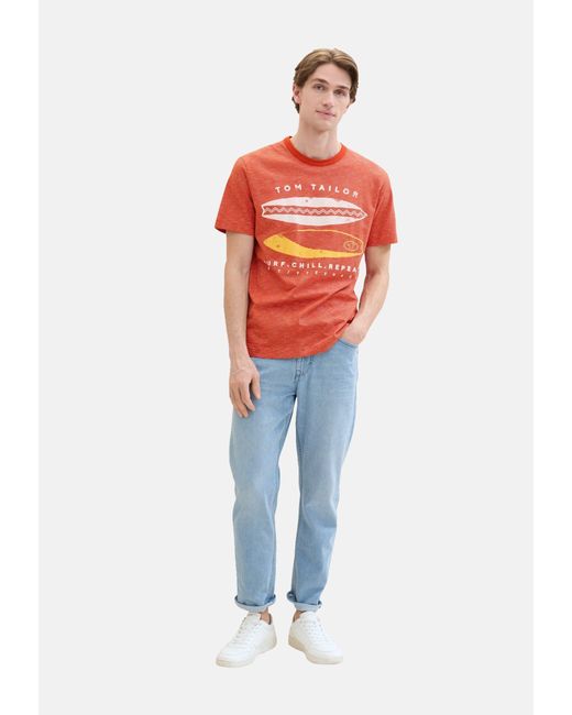 Tom Tailor T-Shirt Kurzarmshirt (1-tlg) in Orange für Herren