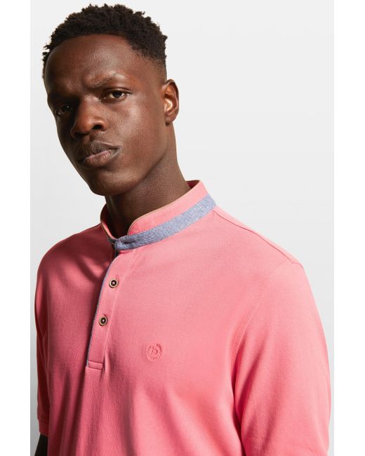 Bugatti Poloshirt mit Stehkragen in Pink für Herren