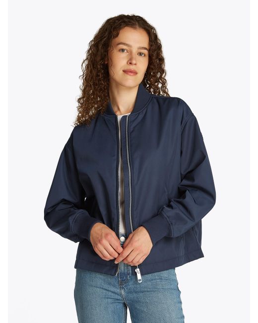 Tommy Hilfiger Blue Bomberjacke CASUAL NYLON BOMBER JACKET mit Markenlabel, in Unifarbe