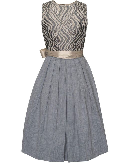 KRÜGER Gray Midi Dirndl mit Zick-Zack-Muster