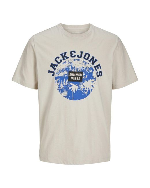 Jack & Jones & - T-Shirt JorPalms Regular-Fit Basic in Gray für Herren