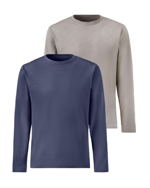 John Devin Langarmshirt (Packung, 2-tlg., 2er-Pack) in hochwertiger slub-yarn Qualität in Blue für Herren