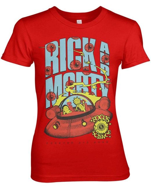 Rick And Morty Red T-Shirt Focus On Science Girly Tee