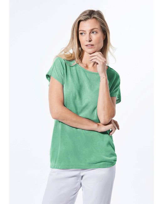 Goldner Green T- Kurzgröße: Shirt in Leinenoptik