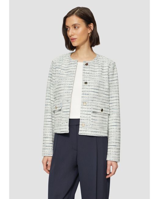 S.oliver White Jackenblazer Gefütterte Bouclé-Jacke mit Zierknöpfen Zierknopf