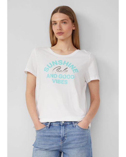 S.oliver White Shirttop Jersey-T-Shirt mit Frontprint