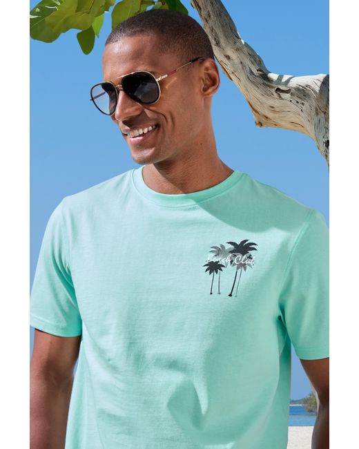 Beachtime T-Shirt großem Rückenprint Regular-Fit, mit Print vorn und hinten in Green für Herren