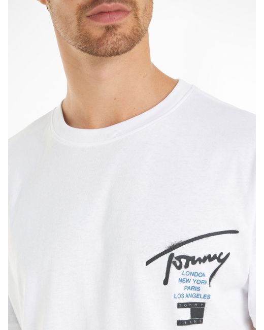 Tommy Hilfiger T-Shirt TJM REG GRAFFITI SIG TEE EXT mit Logoschriftzug in White für Herren