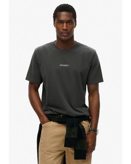 Superdry Rundhalsshirt MICRO LOGO T SHIRT in Black für Herren