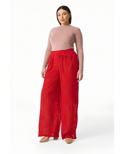 malito more than fashion Red Stoffhose 20635 Curvy Spitzenhose Einheitsgröße