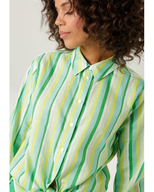 Aniston CASUAL Green Hemdbluse im farbharmonischem Streifen-Dessin