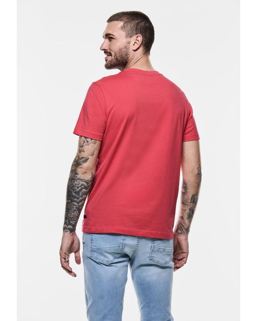 Street One Men T-Shirt aus reiner Baumwolle in Red für Herren