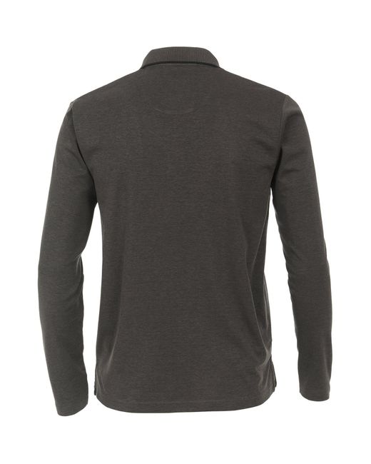 Redmond Große Größen Langarm-Poloshirt grau melange "Wash & Wear" in Gray für Herren