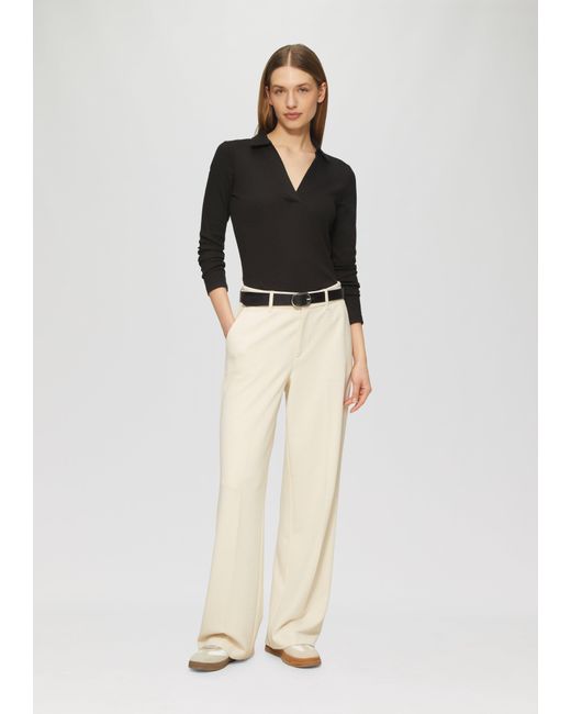 S.oliver Black Geripptes Langarmshirt mit Polokragen