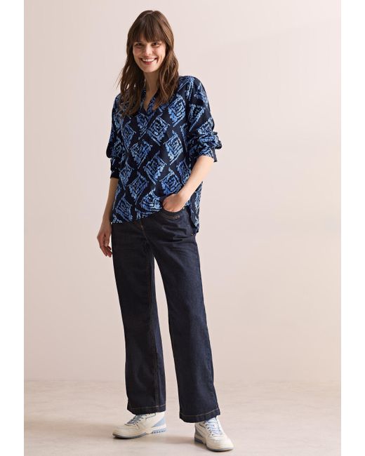 Cecil Blue Langarmbluse aus softem Materialmix