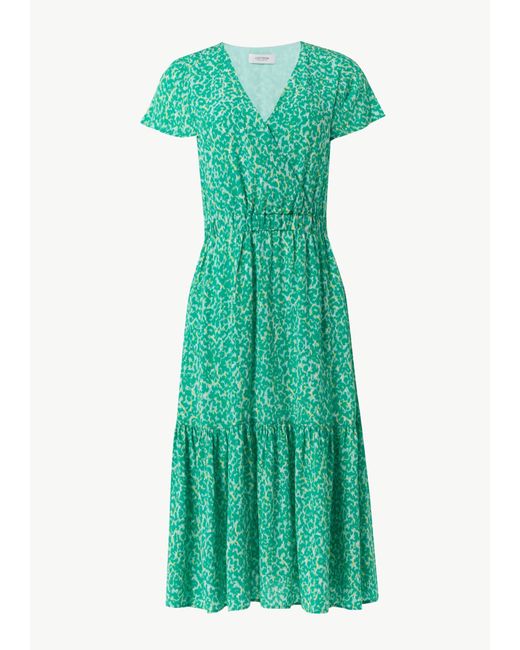 comma casual identity Green Maxikleid Tailliertes Kleid mit fixiertem Wickel-Oberteil