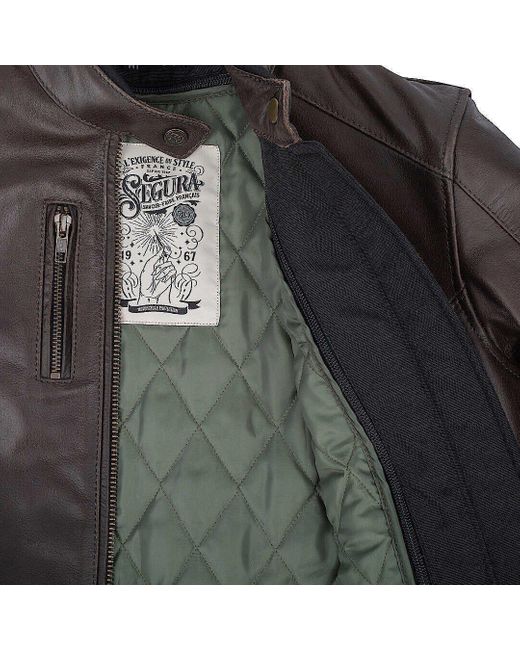 Segura Motorradjacke Laxey Motorrad Lederjacke herausnehmbares Innenfutter in Brown für Herren