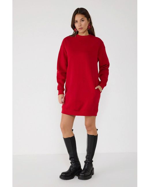 No Matter What Red Minikleid Baumwoll-Sweatshirt-Kleid Tunika