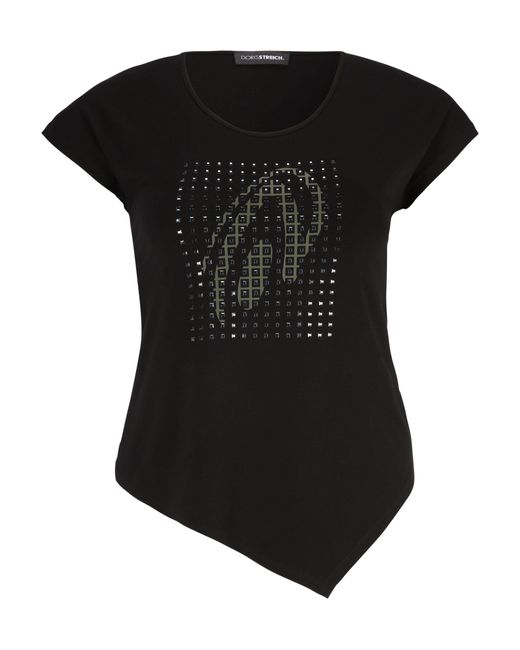 Doris Streich Black Longshirt T-Shirt mit Grafik-Motiv und Metallplättchen