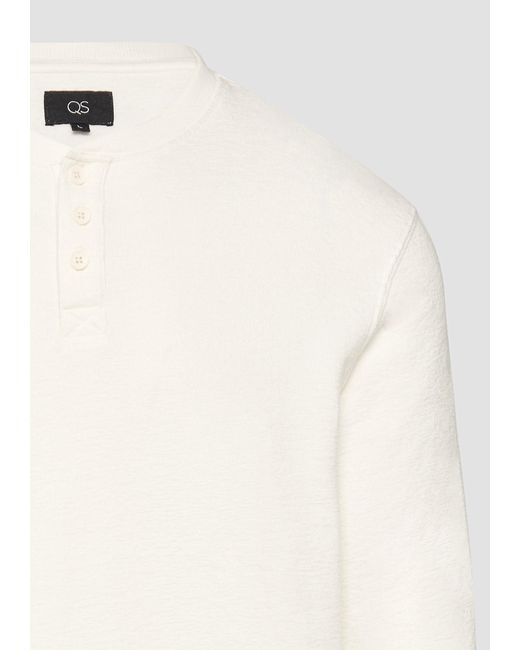 QS Langarmshirt Gewaschenes Henley-Longsleeve in Strukturjersey Waschung in White für Herren