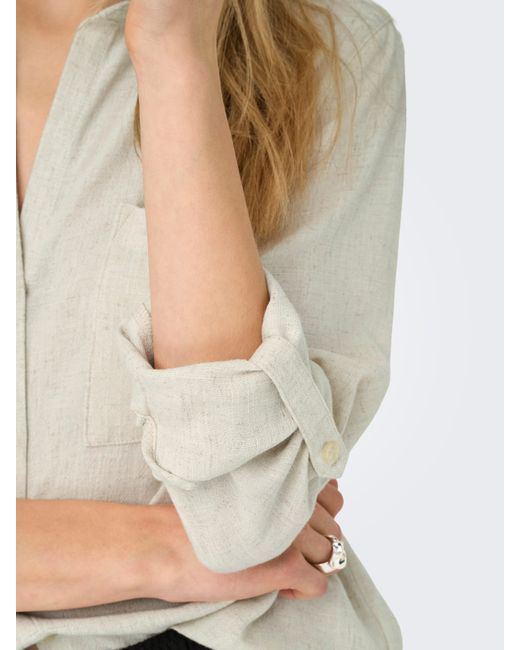 ONLY White Langarmbluse ASMIN-SIESTA LS LINEN BL SHIRT PNT
