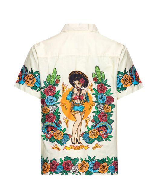 King Kerosin Kurzarmhemd Acapulco Gold mit auffälligem Artwort-Print in White für Herren