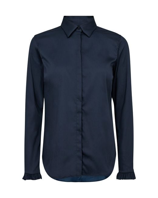 Mos Mosh Blue Langarmbluse Bluse MATTIE FLIP mit Baumwolle