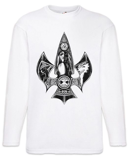 Urban Backwoods Langarmshirt Odhin III Langarm T-Shirt Auge Walhalla Odhin Wotan Thor Vikings Loki in White für Herren