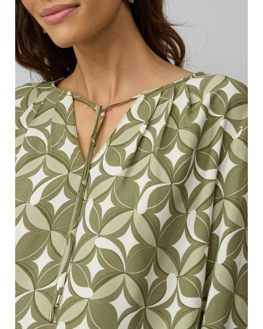 S.oliver Green Langarmbluse Tunikabluse aus Viskose mit Faltendetails