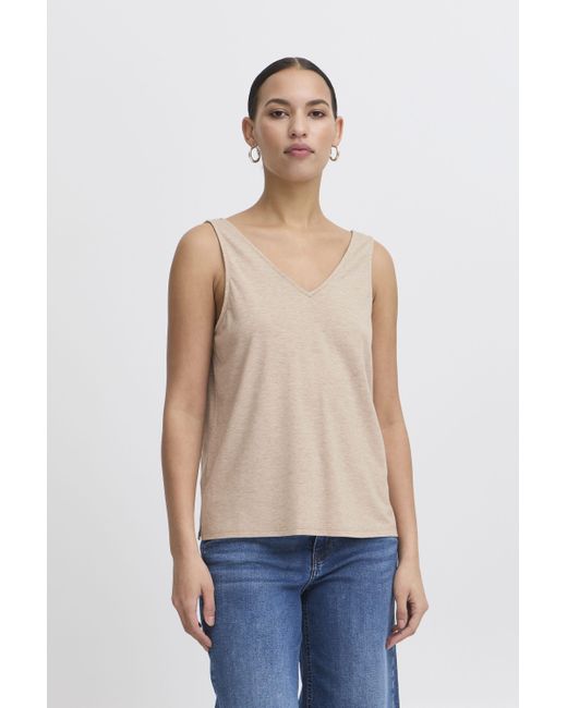 Ichi Blue Shirttop IHREBEL modisches Top mit V-Ausschnitt
