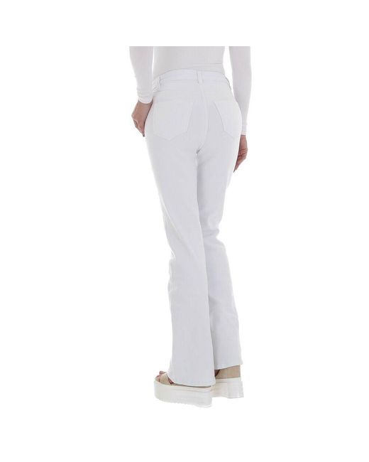 Ital-Design Gray High-waist- Freizeit Stretch Bootcut Jeans in Weiß