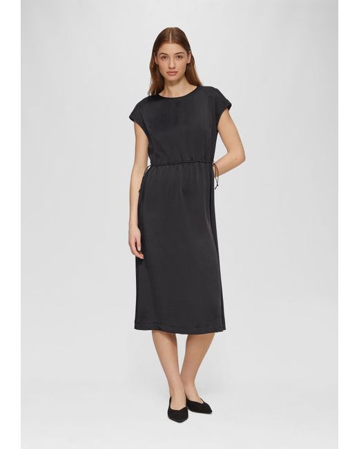S.oliver Black Maxikleid Ärmelloses Satinkleid mit Taillenzug