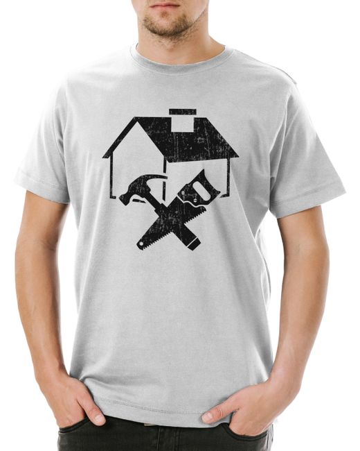 Urban Backwoods Print- House Builder T-Shirt Hellgrau Größe M in Gray für Herren