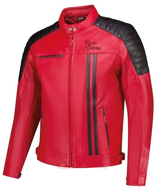 Rusty Stitches Motorradjacke Jacket Cooper in Red für Herren