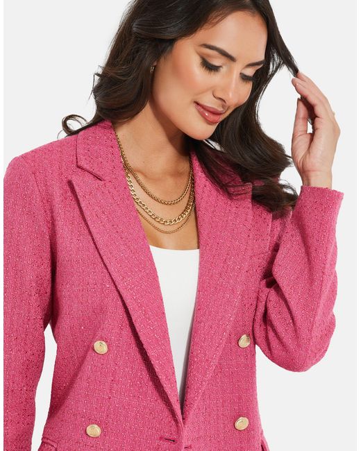 Threadbare Pink Jackenblazer THB Chance Boucle (1-tlg) mit edlen Details