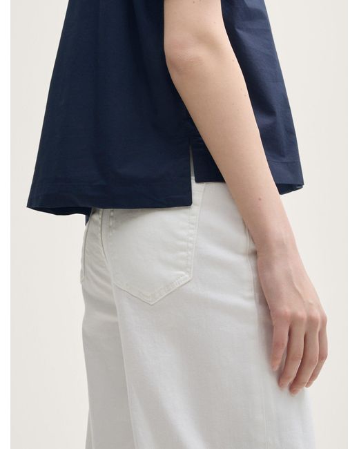 Tom Tailor Blue Kurzarmbluse Boxy Fit Bluse mit verdeckter Knopfleiste