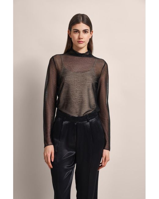 Bugatti Black Langarmshirt mit Glanzeffekt
