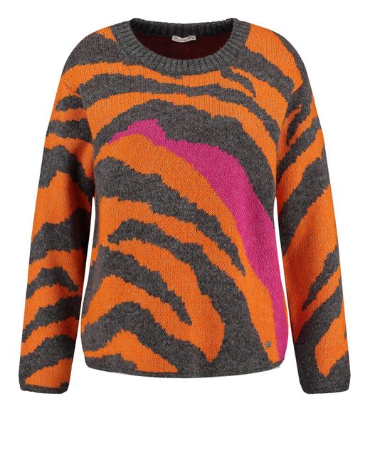 Key Largo Orange Rundhalspullover WKN ZEBRA round (1-tlg)