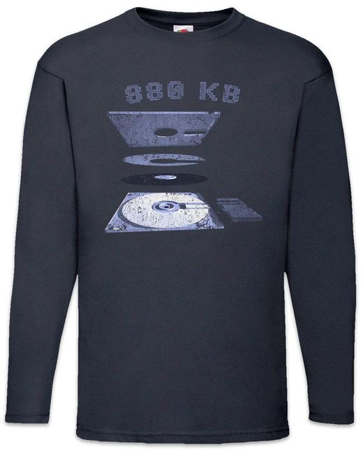 Urban Backwoods Langarmshirt Explosion 3.5 Floppy Disk Langarm T-Shirt Retro Computer Commodore PC in Blue für Herren