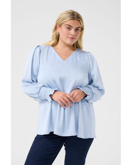 Kaffe Blue Langarmbluse Langarm-Bluse KChilla Große Größen