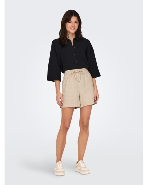 Jdy Black SAY HW LINEN STRING SHORTS WVN DIA