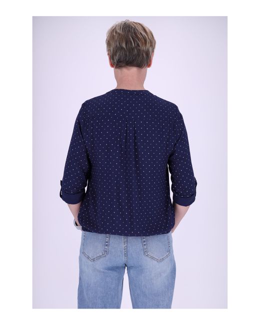 SPLASH OF COLOR Blue Klassische Bluse Schlupfbluse mit Gummibund und Minimalprint Karo