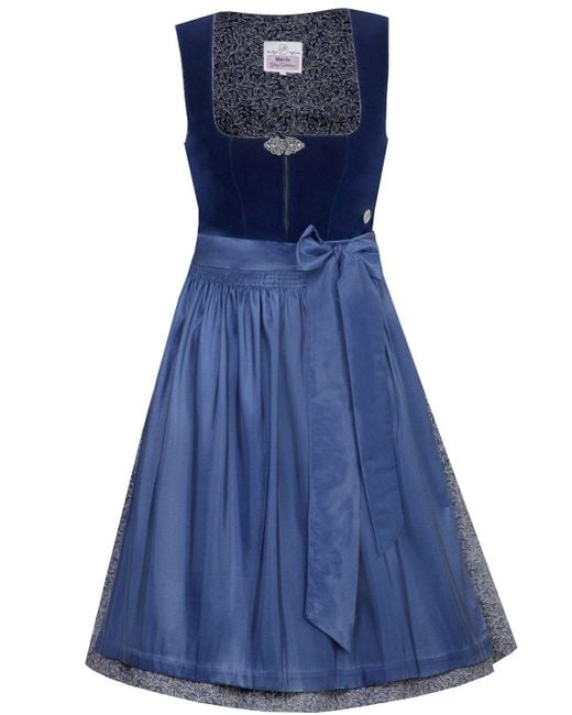 Marjo Blue Dirndl 'Elisabeth' Samt 697758, Azurblau 58cm