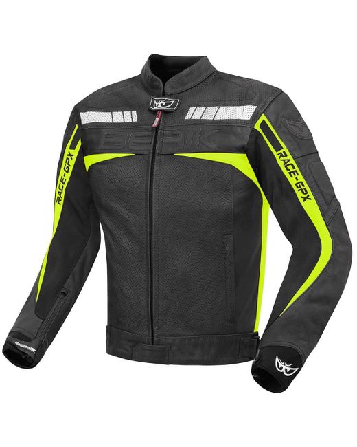 Berik Motorradjacke Conquest Motorrad Lederjacke herausnehmbares Innenfutter in Green für Herren